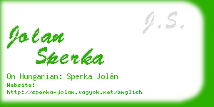 jolan sperka business card
